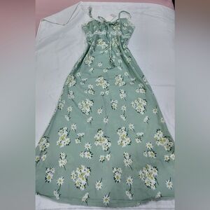 Light Green Daisy Print Slip Dress - Women